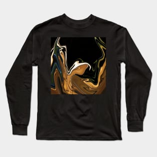 Electric Gold  - Digital Liquid Paint Swirls Long Sleeve T-Shirt